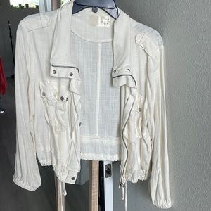 JOA - white Linen Bomber Jacket